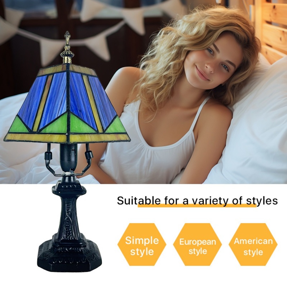 Colorful Stained-Style Bedside Lamp | Decorative Table Light
